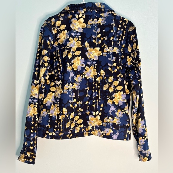Baxter & Wells Button Down Jacket Women’s Size Medium Blue Floral Front Pockets - Picture 2 of 5